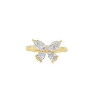 Elegant 14k Gold Marquise Lab Diamond Butterfly Ring